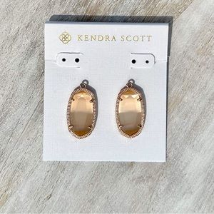 Kendra Scott Dani Rose Gold Drop Earrings in Peach Cat’s Eye Glass - Never Worn!